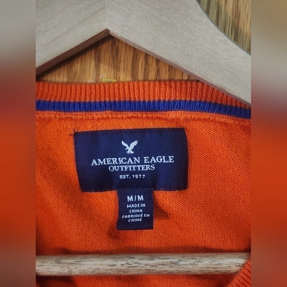 American Eagle Outfitter Vintage fit orange v-neck light sweater mens me…